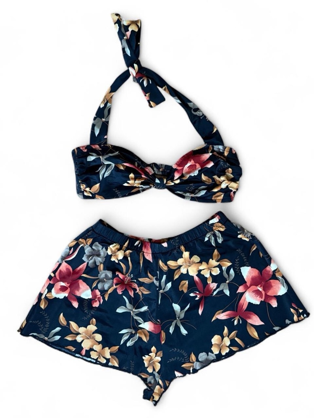 Jantzen Black Floral Halter Bikini Set